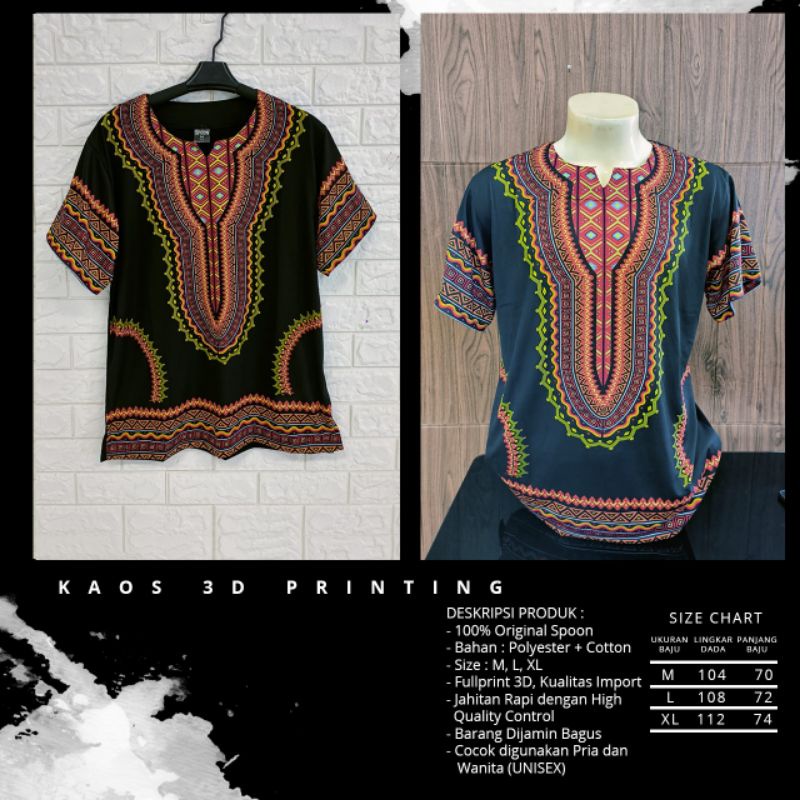 KAOS DISTRO FULLPRINT PRIA/SPOON/MOTIF BATIK BAJU KOKO