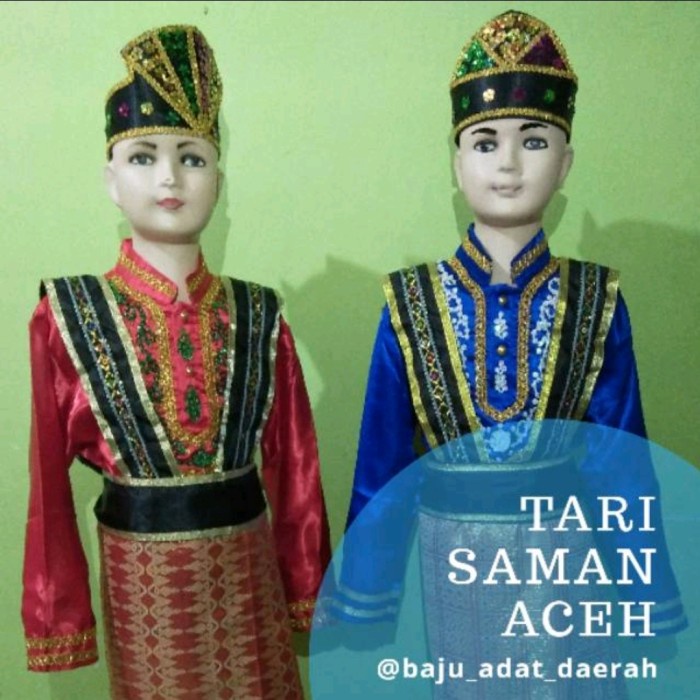 Baju Adat Dewasa Tari Saman Aceh Satuan ( Pria/Wanita) - Wanita Merah, S