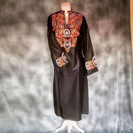 Tunik Panjang Dubai Hitam Bordir
