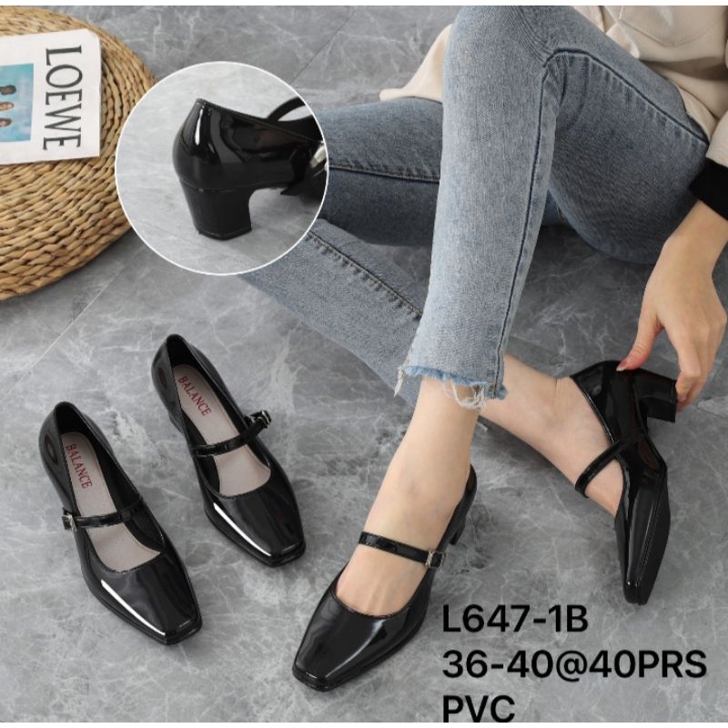 Sepatu Wanita Import  Heels 5 cm Straps Tengah Balance L647-1