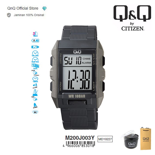 Diskon Spesial Q&Q Qnq Qq Original Jam Tangan Pria Digital - M200 M200J Water Resist Terlaris