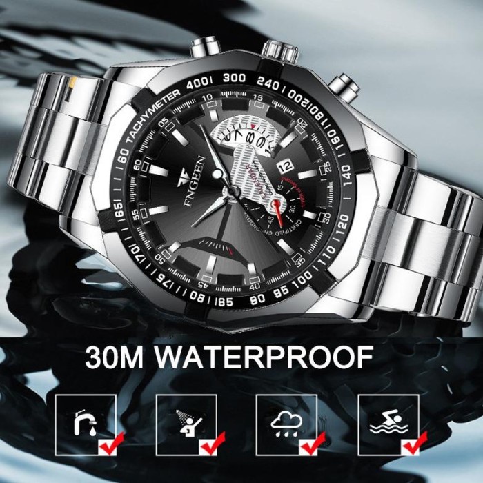 Must Have Original  Jam Tangan Pria Fngeen S001 Luxury Full Steel Sport Quartz Terlaris