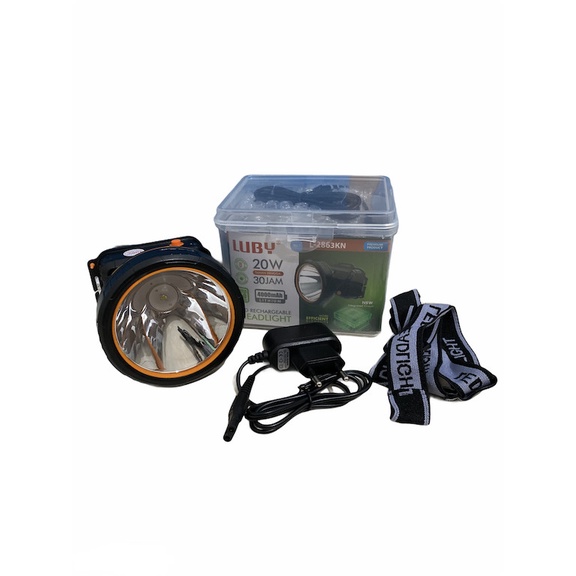 Luby Senter Kepala Led Super Terang Lithium L 2863Kn Lampu Kuning 20 W