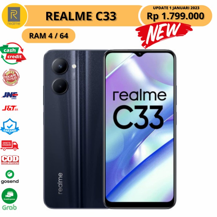 Handphone baru Realme C33 Ram 4/64 cash dan kredit