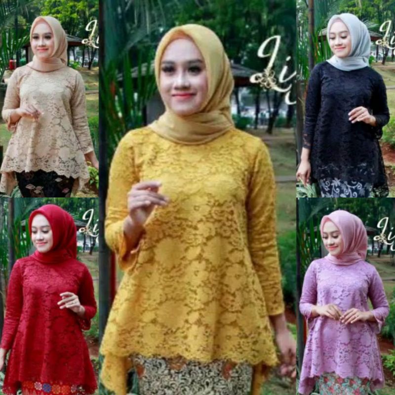 Atasan Kebaya Modern Kebaya Brukat Rinjani Kebaya Modern Kebaya Kartini Polos Aneka Warna Gold Nevy 