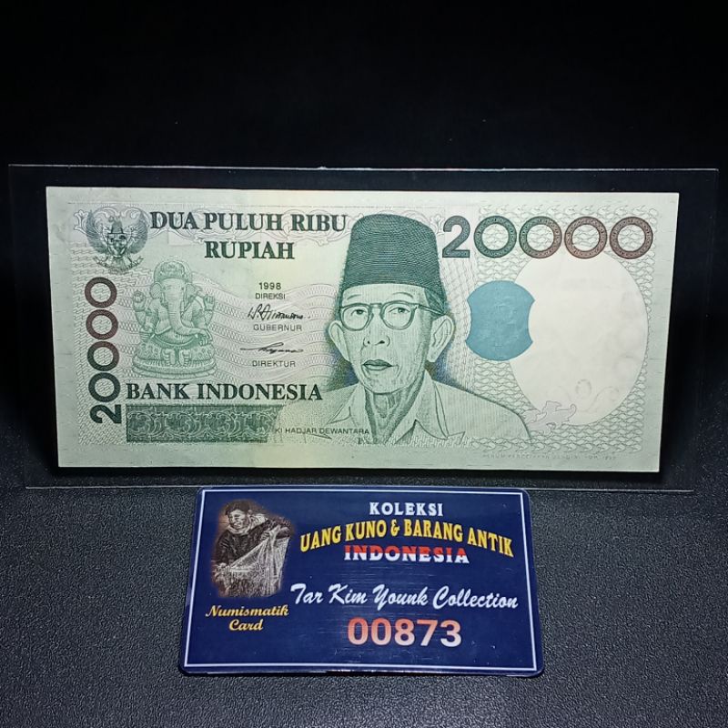 AHT168860 Uang Kuno 20000 Rupiah Ki Hadjar Tahun 1998 IMP 1999 AuNc