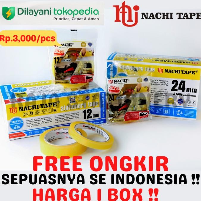 

HOT SALE NACHI STATIONERY TAPE 12mm 24mm SELOTIP SOLATIP ISOLASI NACHI [1 BOX]