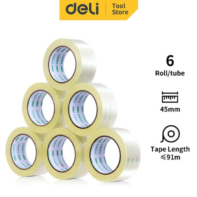 

HOT SALE Deli Lakban bening 45mm x 60-100y 6 pcs/roll tanpa pewangi 30901 30902