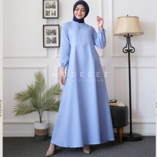 Gamis Polos QANZA IRIS DRESS Gamis Wanita Warna Pastel