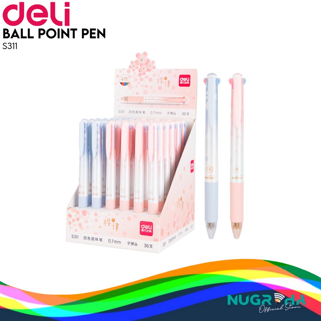 

Deli Pulpen Retractable Sakuraru Series Bullet tip 0.7mm 4 warna S311