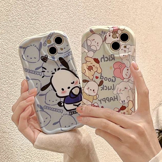 Cream Edge Sanliou Collection Pochacco Girl Woman Soft Case HP iP iPhone 6 6S 7 8 14 + Plus SE 2020 X XS XR Max 11 12 13 Pro Max FTD Wave Casing Apple