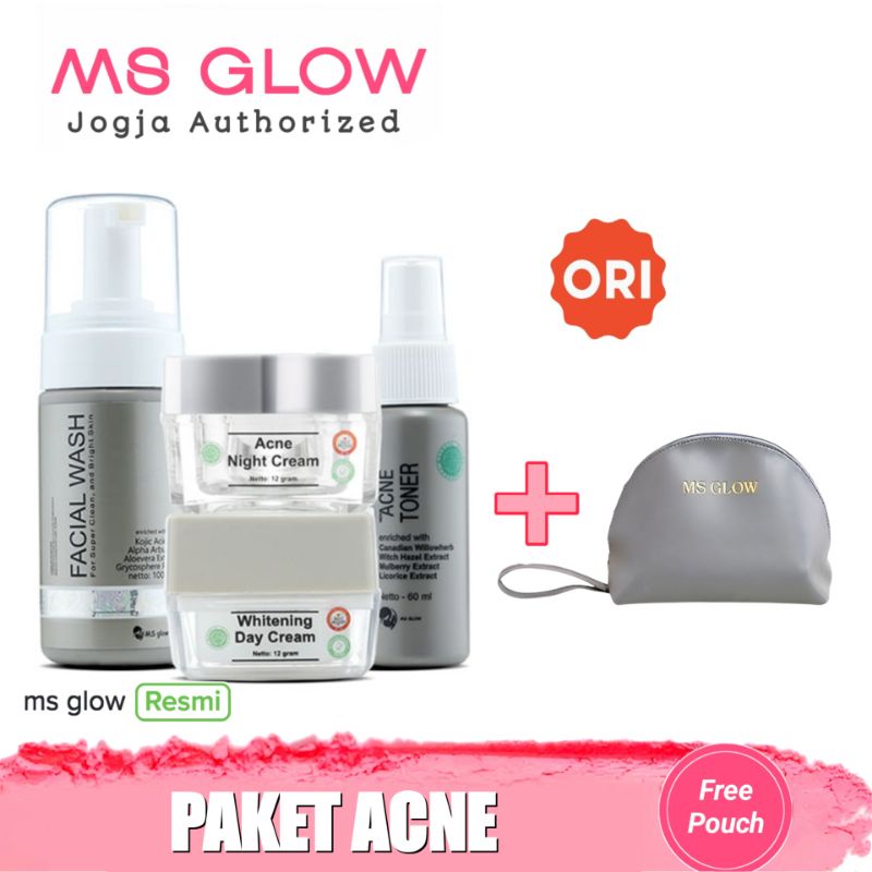 Paket Acne Ms Glow Paket Penghilang Jerawat Komedo dan Berminyak Acnes