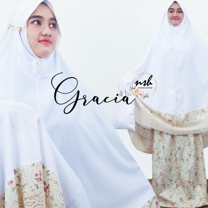 MUKENA DEWASA KATUN JEPANG SANTRI VARIASI PUTIH RENDA RAJUT