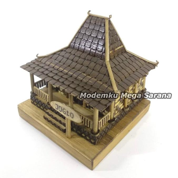 Miniatur Rumah Adat Jawa Timur / Joglo dari bambu - 12x15x10 div01