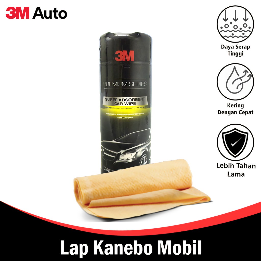 3M Auto Lap Kanebo / Pengering Kendaraan 42 x 31.5 CM Premium Series Chamois Car Cleaning 3M-1053