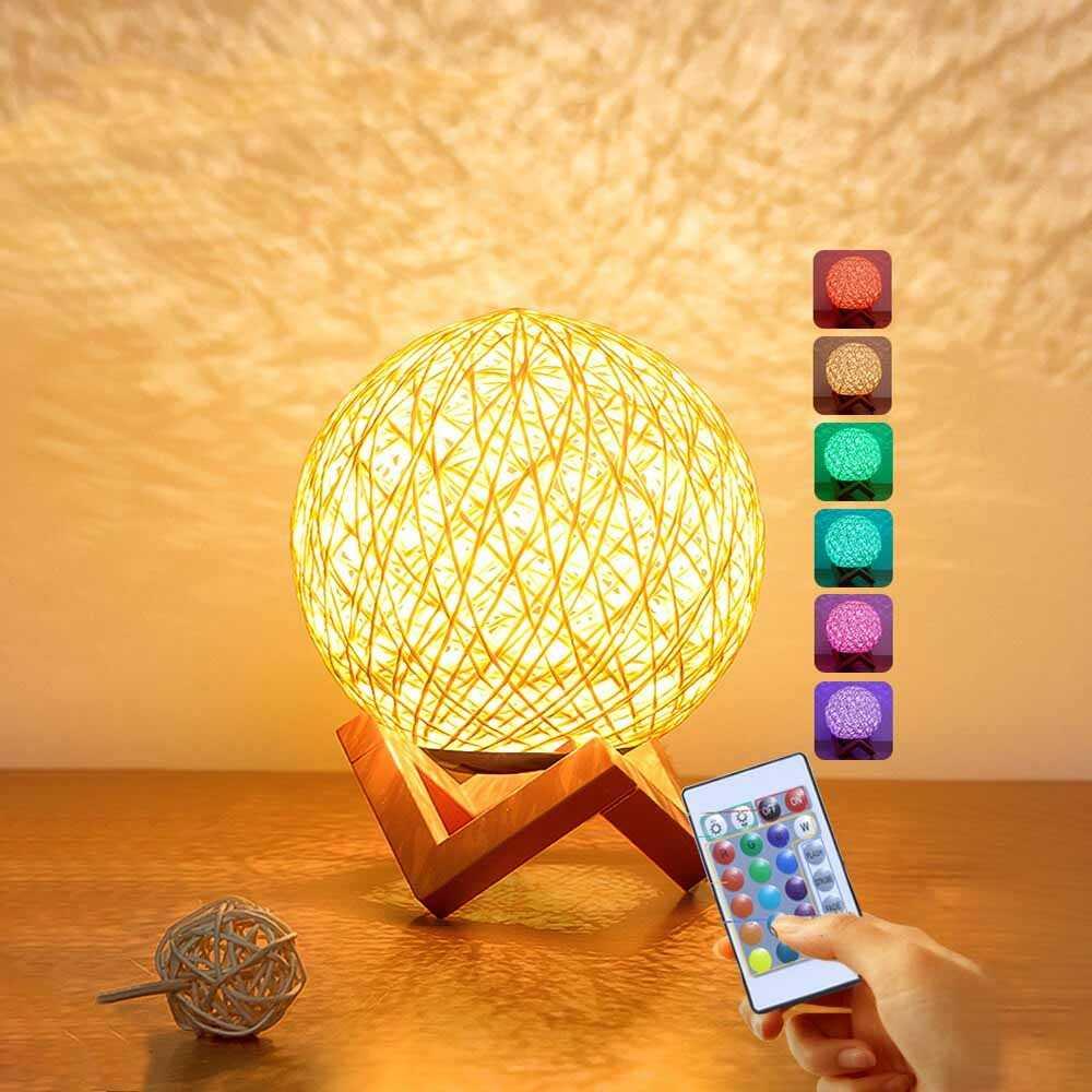 Ahomeone Lampu Tidur Bola USB 3D Night Light Lamp RGB 15cm with Remote - OU13