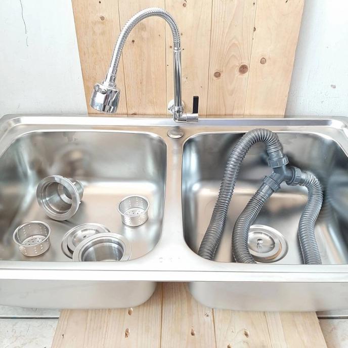 Kitchen Sink Oki 8347 Bak Cuci Piring 2 Lubang Tempat Cuci Piring