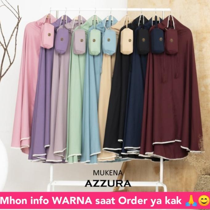 Mukena Dewasa Katun AZZURA 2in1 Polos Traveling 2 in 1 Travel Azura