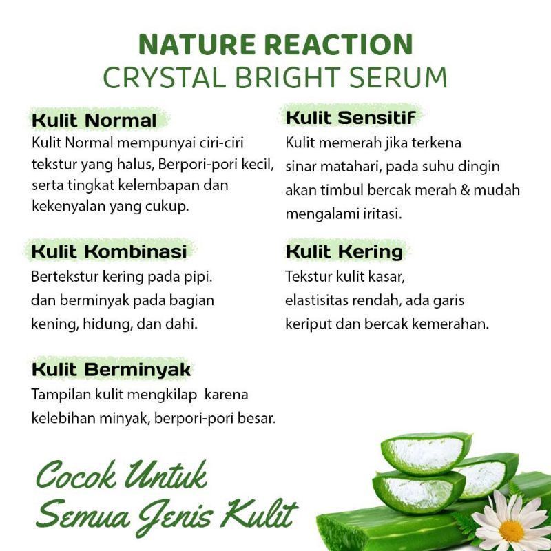 ‼️READY‼️SERUM NATURE REACTION Crystal Bright Serum / SERUM MENCERAHKAN - SERUM PEMUTIH WAJAH