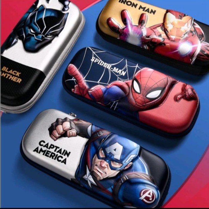 

TERBARU 3D Kotak Pensil Hard Case Superhero c.america spiderman Ironman Black /ALAT TULIS