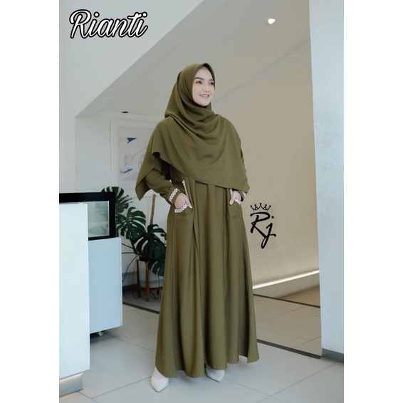 Gamis bordir set Khimar Rianti Adisty Khanzaa RJ M L XL XXL dan GAMIS Nadia Original By Alfaro set syari remaja Itycrepe Premium Set Khimar AL FARO