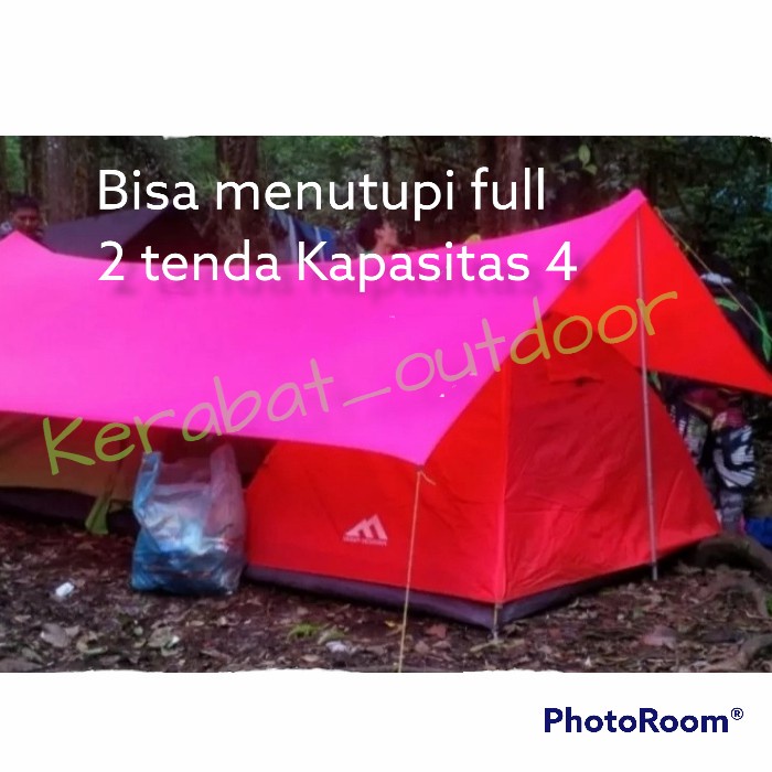 Paket Tiang Flysheet + Flysheet 4X6 Pasak Tenda Tali Flysheet