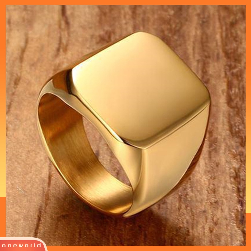 Cincin Couple Bentuk Kotak Geometris Glossy Gaya Hip Hop Untuk Hadiah Pernikahan