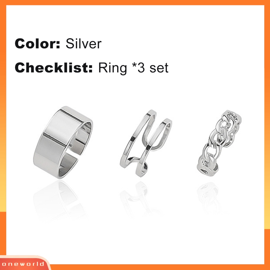 3pcs / Set Cincin Knuckle Model Terbuka Dapat Disesuaikan Untuk Aksesoris Perhiasan