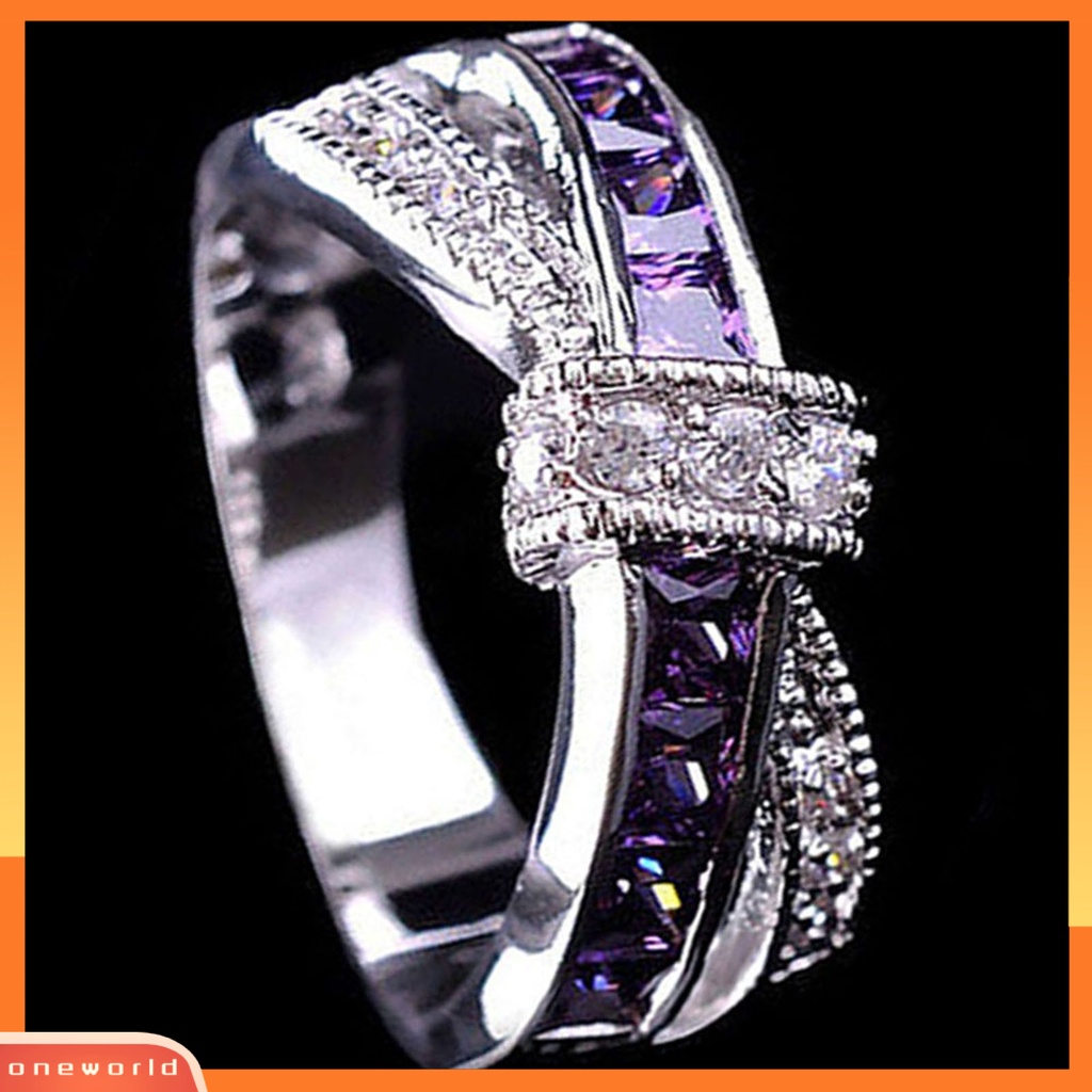 {oneworld} Cincin Berlian Imitasi Hias Hias Alloy Desain Silang Finger Band Untuk Pesta