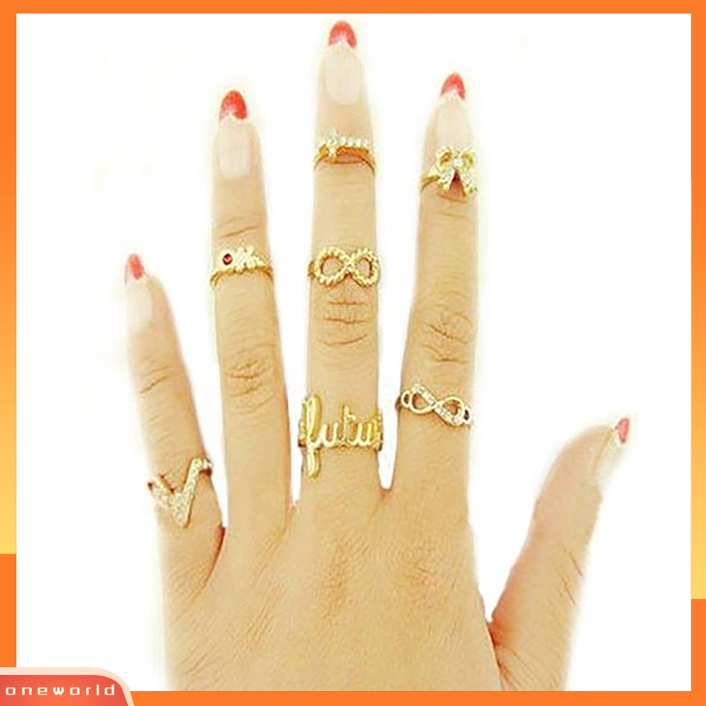 7pcs Cincin Midi Bentuk Kupu-Kupu Bahan Alloy Untuk Pesta