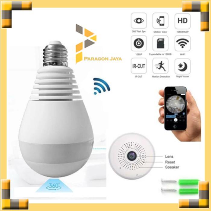 Spycam Ip Camera Cctv Bulb Wifi Panoramic V380 Lampu Bohlam Vr Spy Cam Owlcam