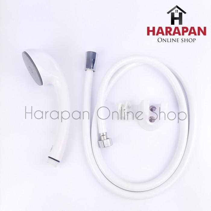 Terlaris Hand Shower Mandi Pvc Putih A129 + Selang / Shower Mandi Plastik Pvc