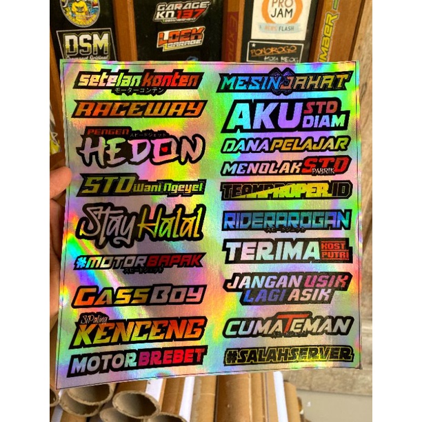 STIKER PACK KATA KATA RACING / STIKER PACK HOLOGRAM / STIKER VARIASI MOTOR / STIKER HELM / STIKER KE