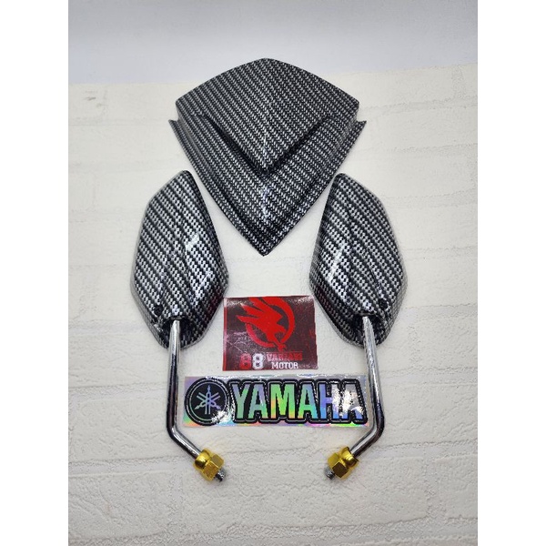 Paket Visor Karbon Mio Sporty + Spion Yamaha Jupiter Karbon Gagang Chrome + Stiker Hologram Yamaha