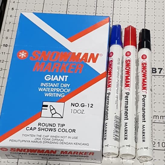 

Spidol SnowMan Permanent G-12 pilih warna Hitam Biru Merah Murah