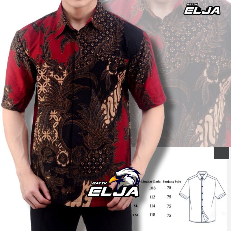 Baju Batik Pria Elja Hem Lengan Pendek Kualitas Premium Modern