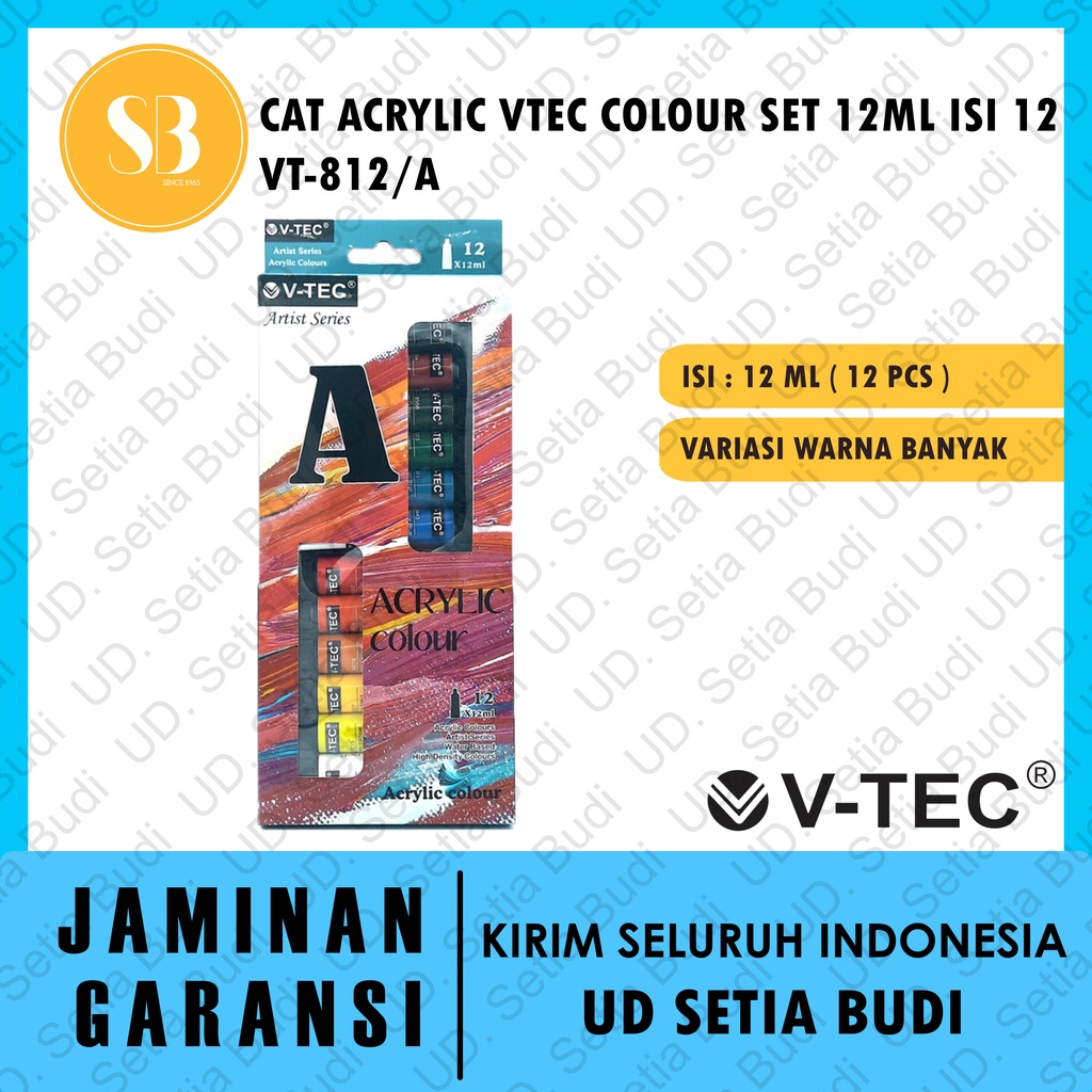 Cat Acrylic Vtec Colour Set 12ML Isi 12 Warna VT-812/A