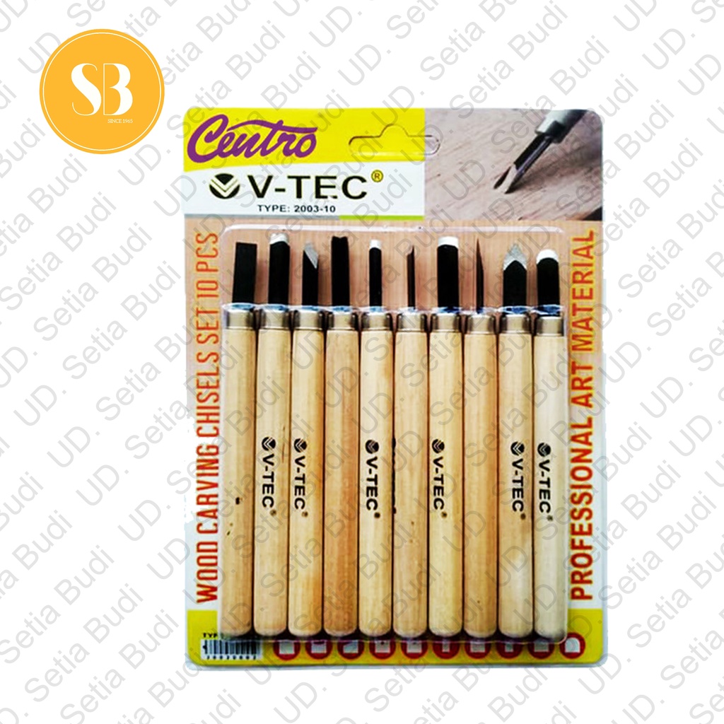 Pisau ukir kayu V-Tec wood carving chisels set 10 pcs type 2003-10