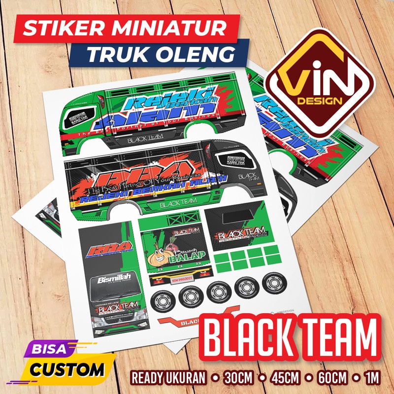STIKER MINIATUR TRUK / BLACK TEAM / POLA STICKER MINIATUR TRUCK OLENG
