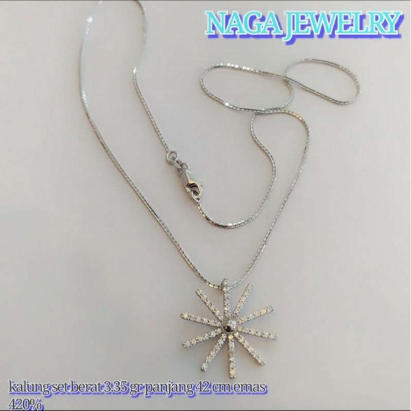 KALUNG SET LIONTIN PUTIH MATA EMAS 420