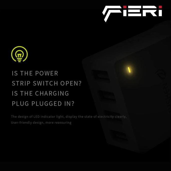 Fieri Wsken Safe 4 Usb Ports Charger Adaptor Adapter Fast Charging [Cod]