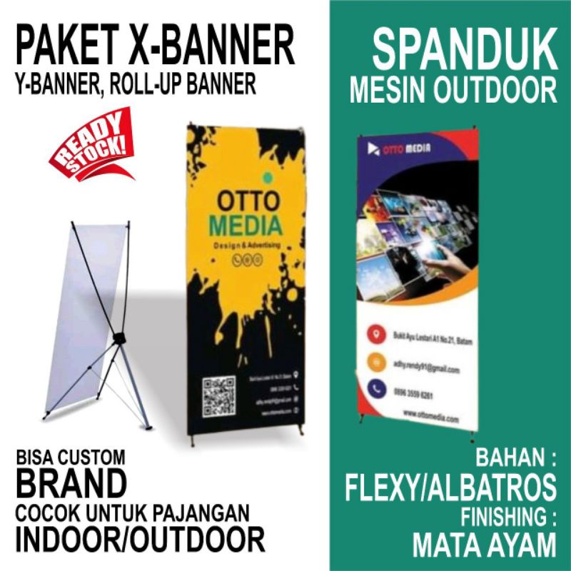 PAKET CETAK STANDING BANNER X-BANNER Y-BANNER ROLL UP ROLL-UP BANNER +KAKI + MATA AYAM CUSTOM MURAH 