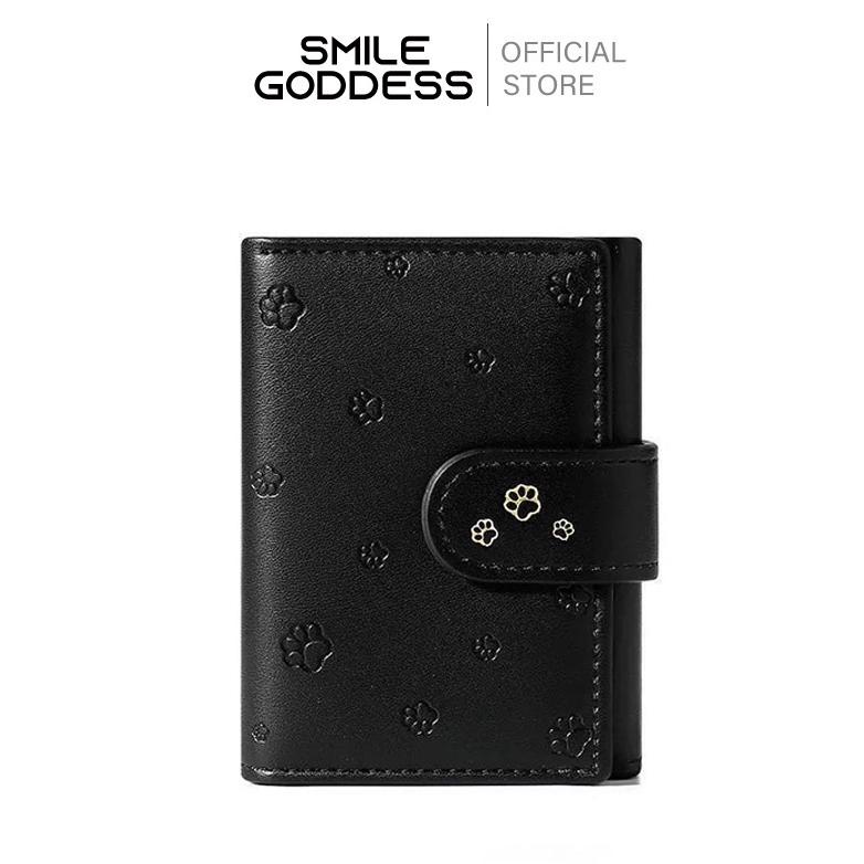 Smile Goddess Dompet Wanita Baru Bergaya Pemegang Kartu Dompet Lipat Warna Solid D241