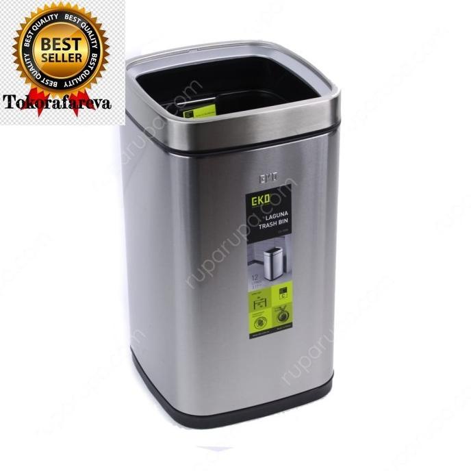 Krisbow Eko 12 Ltr Tempat Sampah Stainless Open Top Laguna tanpa tutup