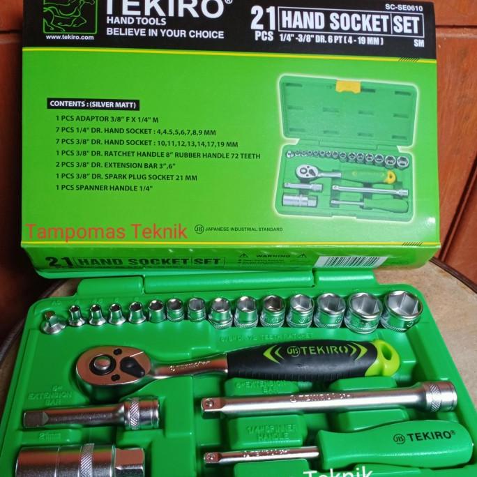 Kunci Sok Tekiro 21 pcs DR.1/4" - 1/8" Hand Socket Set Tekiro Original