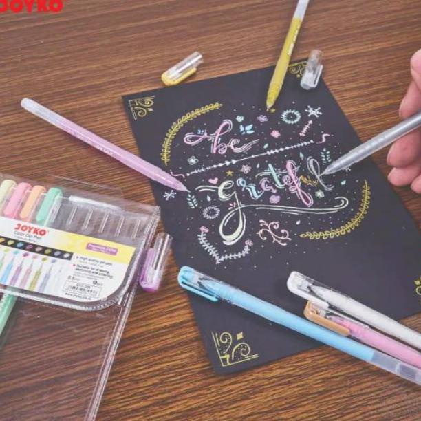 

Promo Habis Joyko Gel Pen Set 10 Warna Soft Cocok Kertas Putih / Hitam Menggambar Mewarnai