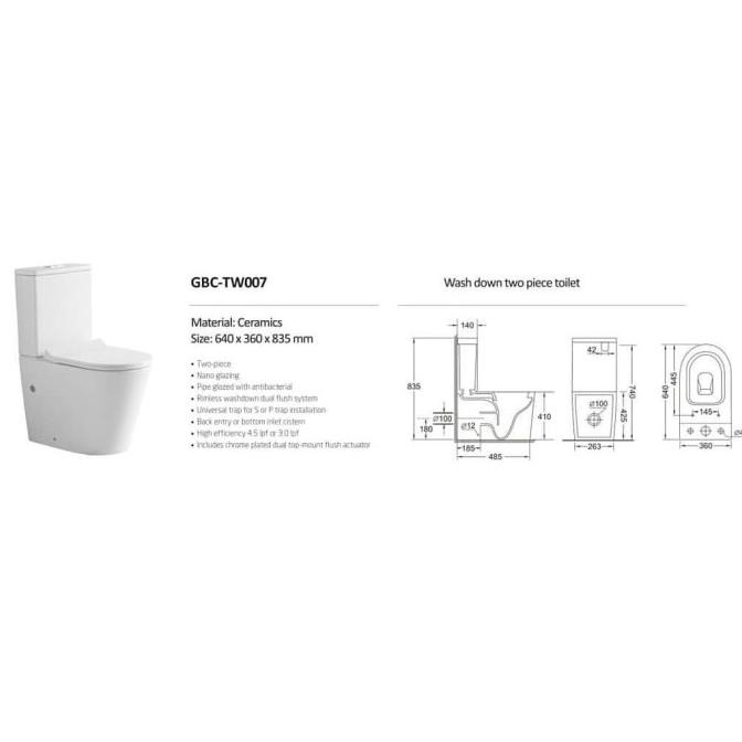 Closet Kloset Toilet Duduk Germany Brilliant Gbc Tw007 Gbctw007 White