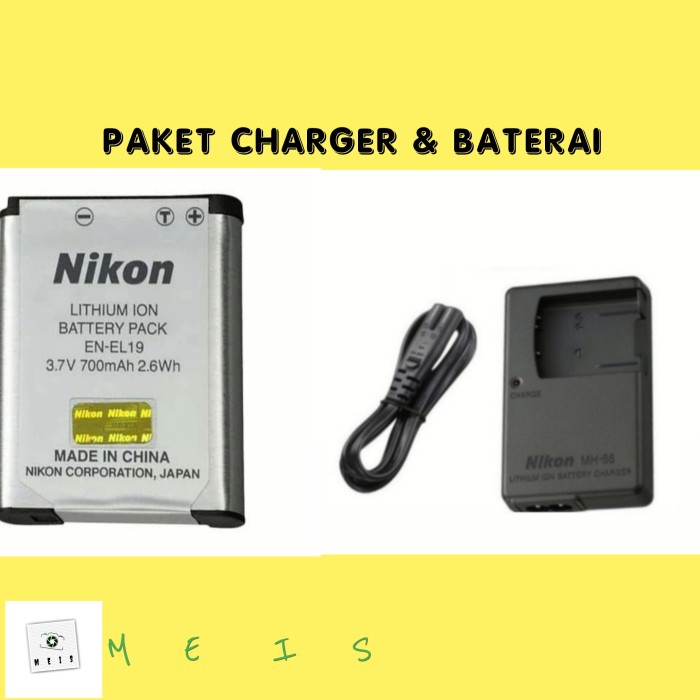 PAKET CHARGER & BATERAI NIKON COOLPIX S5200 S6400 S6500 BATRE CASAN