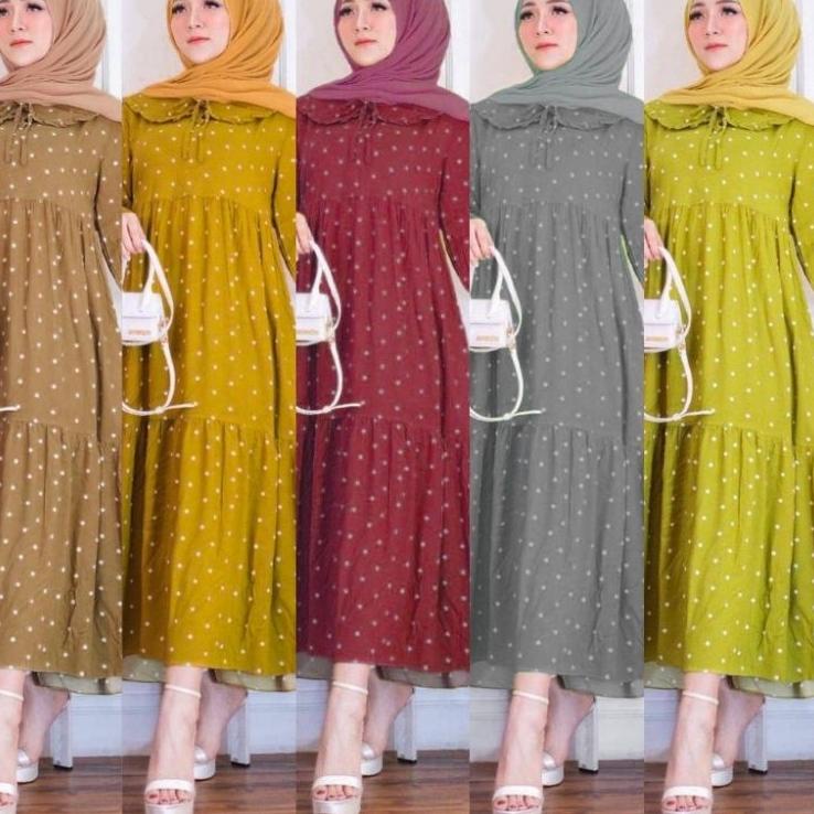 Grosir Resmi Midi dress Rayon POLKA