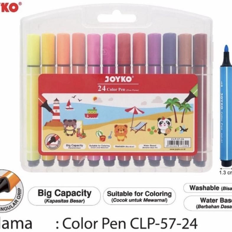 

Cuci Gudang Spidol Joyko Color Pen Isi 24 Warna Clp-57-24